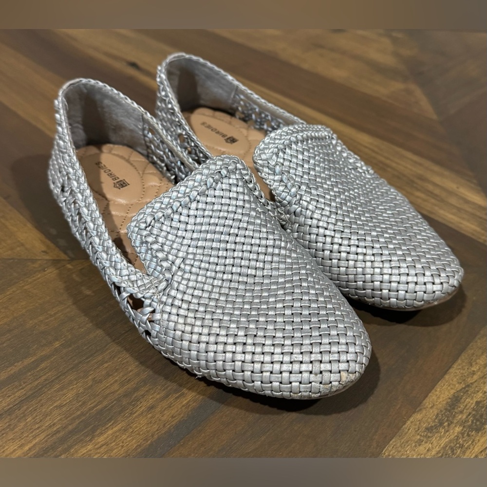 Birdies The Starling Silver Gray Woven Flat Loafers | Women’s 6